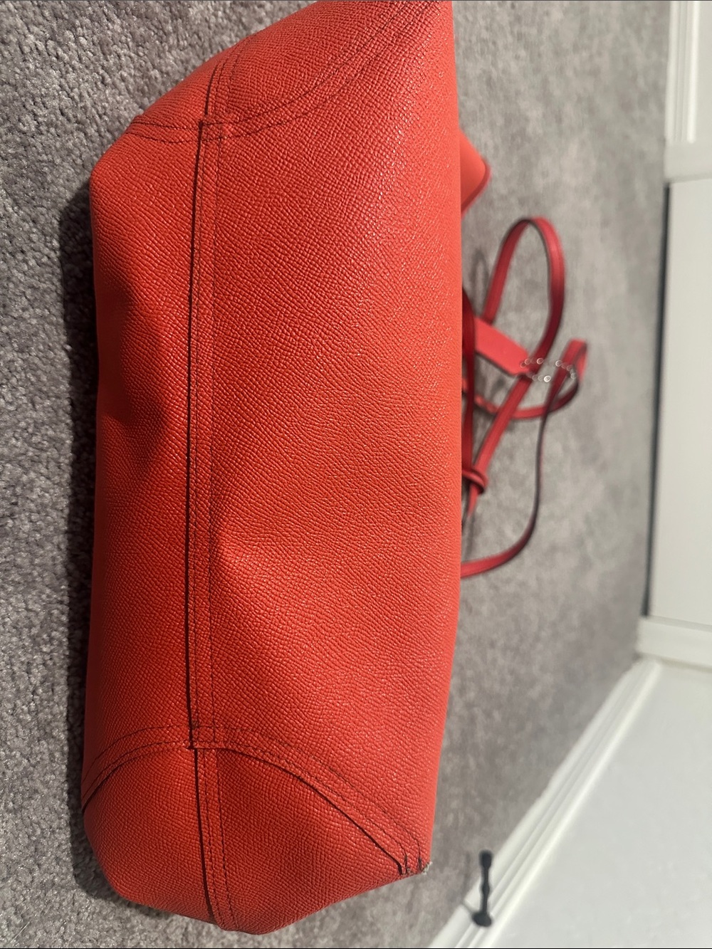 Reversible Coach Orange-Red Pebble Leather Tote - Picture 3 of 4